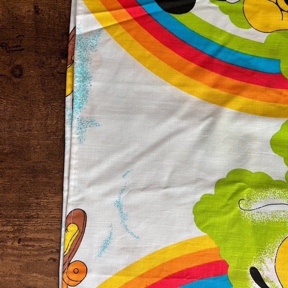 Vintage 1980 Walt Disney Productions Mickey Minnie Mouse Bedsheet Fabric Cartoon - Picture 5 of 7